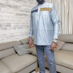 Chemise africaine - Gris 2 Tons