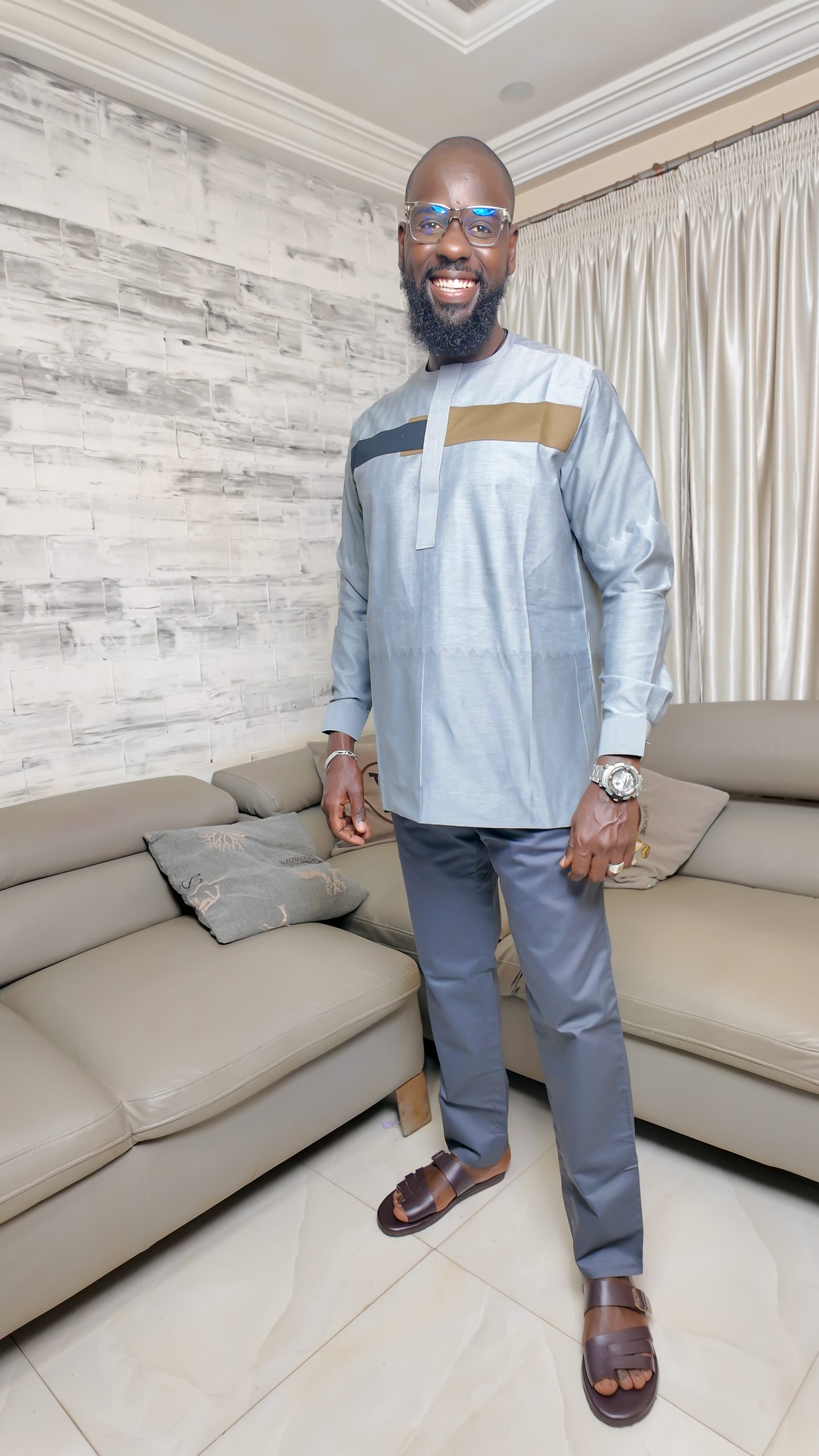 Chemise africaine - Gris 2 Tons